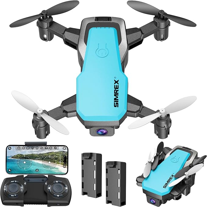 X300C Mini Drone with Camera 720P HD FPV, RC Quadcopter Foldable Drone With Altitude Hold, 3D Flip, Headless Mode, Gravity Control and 2 Batteries, Gifts for Kids, Adults, Beginner (Blue)