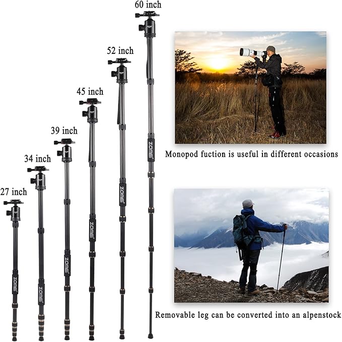ZoMei Z669 Magnesium Aluminum Alloy Travel Camera Tripod with Ball Head for Canon,Sony,DSLR