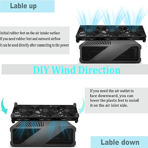 VTRETU Router Cooling Fan for Computer Cooler Audio Video Network Cabinet Server Cooling Project Equipment and Workstation DC 5V USB Power 120mm 360mm Fan with Switch