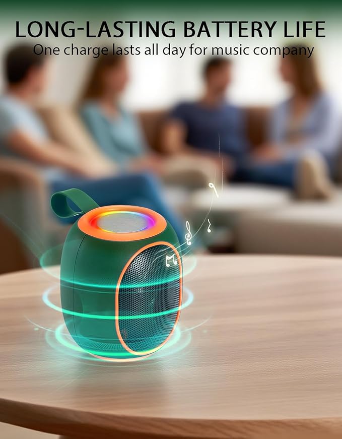 WS-338 Mini Bluetooth Replica Speaker – Portable HD Sound with LED Ring Light, Built-in Microphone, USB/TF Support, Surprise Gift for Music Lovers(Green Orange)