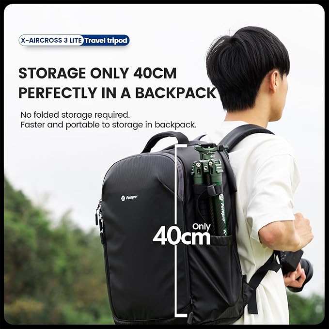 Fotopro Carbon Fiber Tripod 51 Inch 360 Degree Ball Head Quick Release Plate Lightweight Camera Tripod for Travel Tripod Folded Height Only 13.9",Max Loads up to 17.6lbs,Green