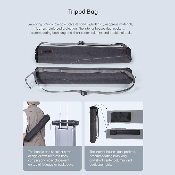 Falcam TreeRoot 61" F38 Pro Quick Lock Travel Tripod,with 360 Degree Damping Ball Head Load Capacity 5kg/11lbs,Carbon Fiber Tripod with F22 Interfaces, 1/4" Screw,Carry Strap Holes for Cameras