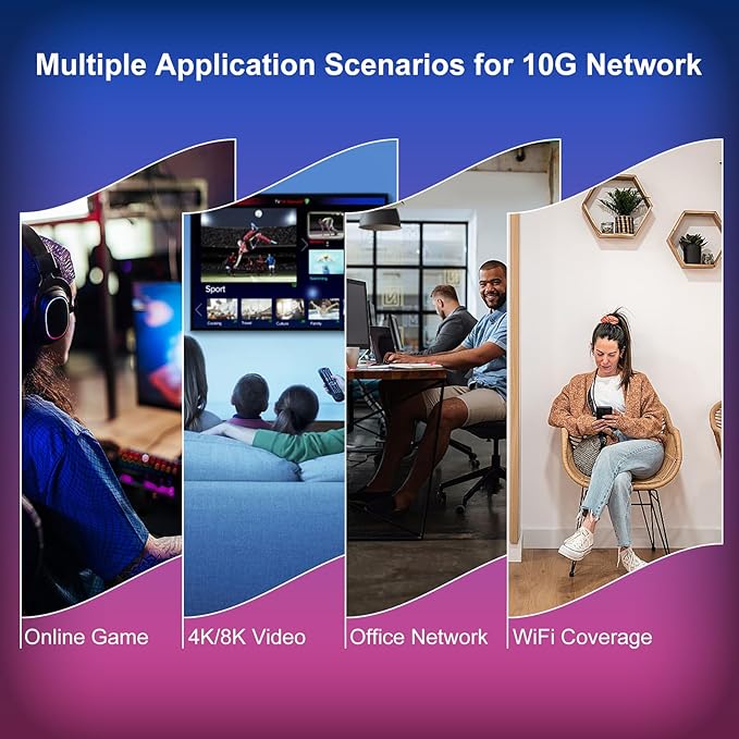 YuanLey 5-Port 10G PoE Switch Unmanaged with 4-Port PoE, 4 x 10G Base-T RJ45 Ports, 1 x UpLink, IEEE802.3af/at, 65W Built-in Power, Compatible with 1G/2.5G/5G/10G, Rackmount 10Gbe Network Switch