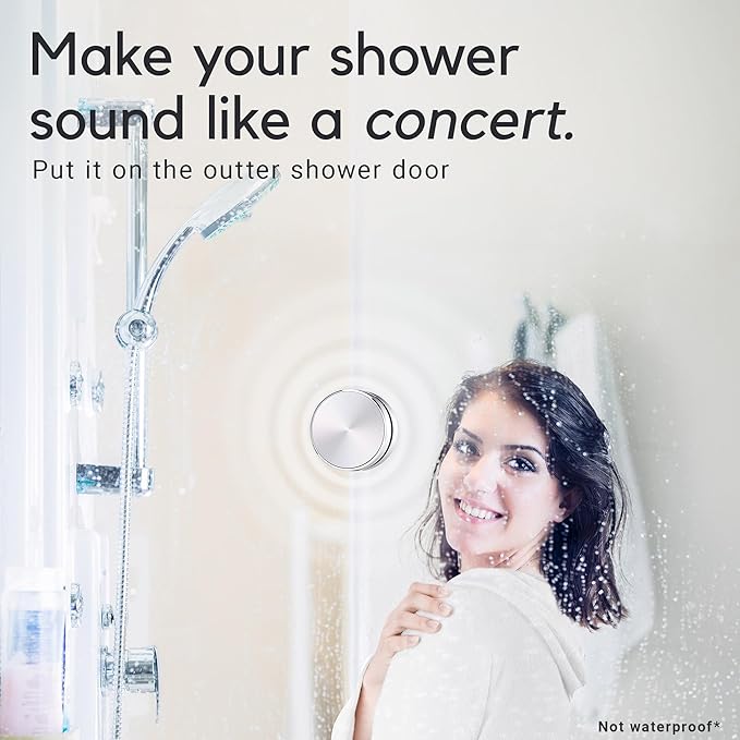 Anything Speaker - Portable Mini Bluetooth - Turn Anything Into A Speaker! Wireless Bone Conduction Induction Vibration Humbird + Gift Box - Nano Travel Sized, 360° Sound (Silver)