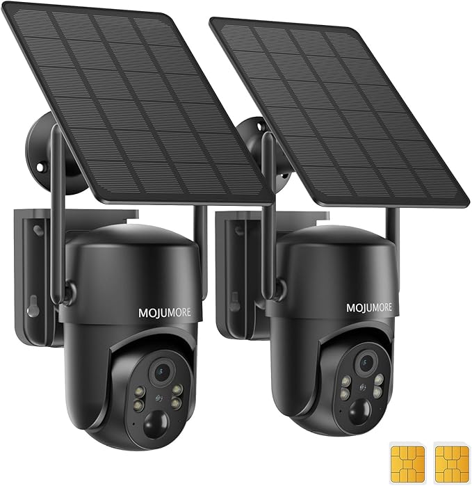 4G LTE Cellular Security Camera, No WiFi Security Cameras Wireless Outdoor, Wireless Cameras for Home Security, Color Night Vision, PIR Human Detection, Two-way Talk, IP66 Waterproof (2 Pack)