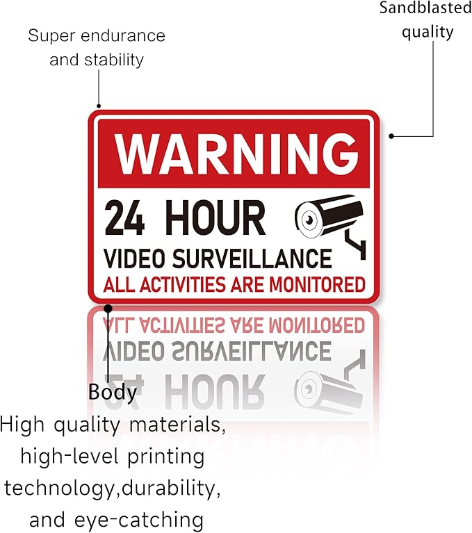 2PCS Video Surveillance Sign/All Activities Are Monitored, Waterproof Durable Security Camera Sign Sticker, Warning Signs for Home, Business, Property