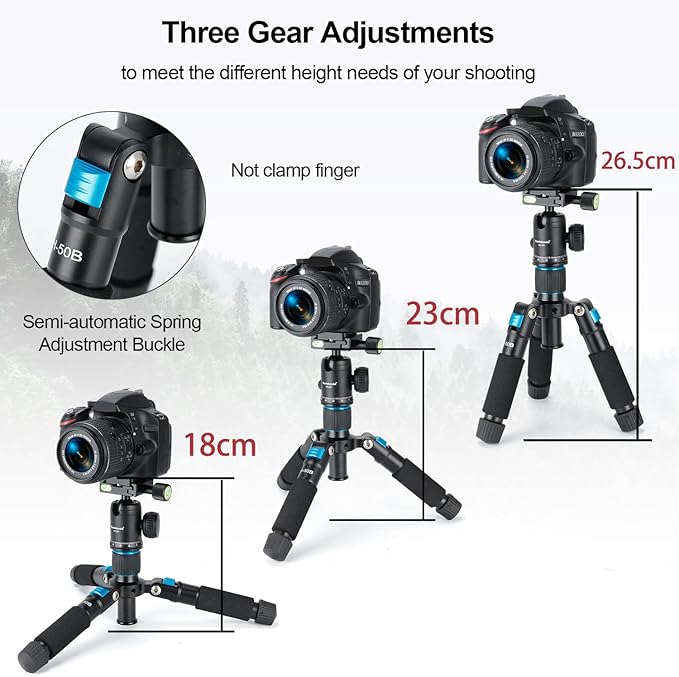 Koolehaoda Mini Desktop Tripod, 20" Aluminum Portable Small Tripod with 360° Ball Head and Bag for DSLR Camera, Video Camcorder.Load up to 11lbs / 5kg - (Blue)
