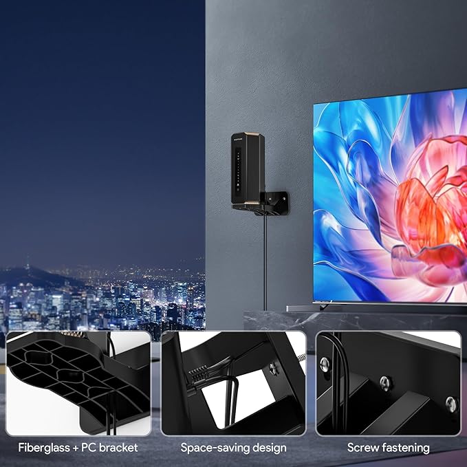 Wall Mount for Orbi WiFi 7 Router - Compatible with Orbi 970, 870, 770 Series & Nighthawk Wi-Fi 7 Mesh Systems, Orbi Secure Bracket Holder for Save Space & Boost Signal (RBEWMB-10000S) (Black, 1-Pack)