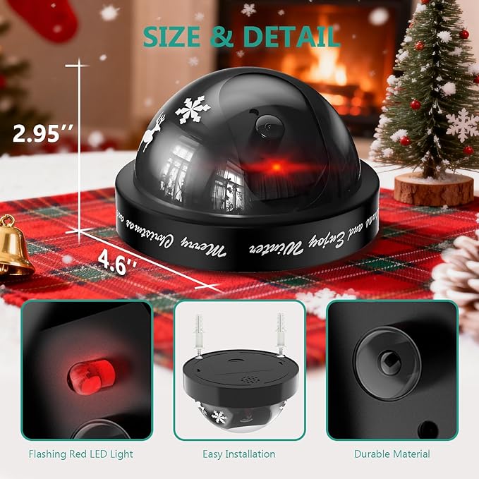 WALI Santa Cam, Santa Camera Ornament with Realistic Red Flashing Light, Fake Dummy Security Camera Motivate Kids and Prevent Grinch Mischief, Perfect Christmas Decor Indoor & Outdoor-1 Pack