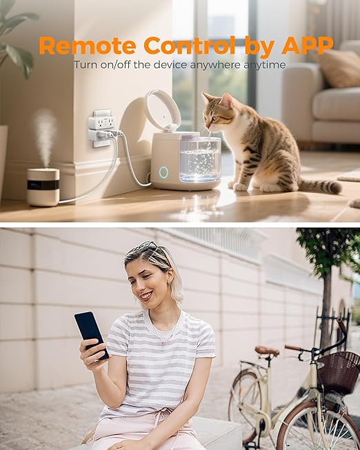 TESSAN 2 Pack Smart Plug, WiFi Smart Outlet with Dual Sockets, Compatible with Alexa and Google Home, Remote Control Outlet with Timer Function, Voice Control, Surge Protection, 2.4GHz WiFi Only