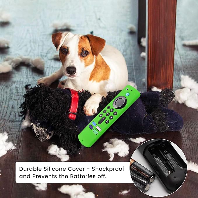 2-Pack Glowing Green + Glow Blue Remote Cover Compatible with Amazon Fire TV Stick, HD, 3rd Gen., 4K Remote Controls, Anti-Slip Silicone Protective Case with Lanyard, GITD!