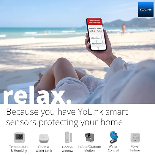 YoLink Smart Wireless Temperature & Humidity Sensor, Wide Temp Range for Fridge, Green House, Pet Cage, App Alerts, Emails, Text/SMS alerts- Hub Required