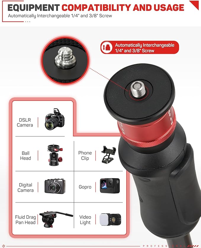 IFOOTAGE Cobra 3 Strike A150S- Camera Monopod With Feet, One-Touch Lifting Aluminum Video With Removable Tripod Base, Payload 11lb 60"/150cm, Ergonomic Design & Pedal Locking System