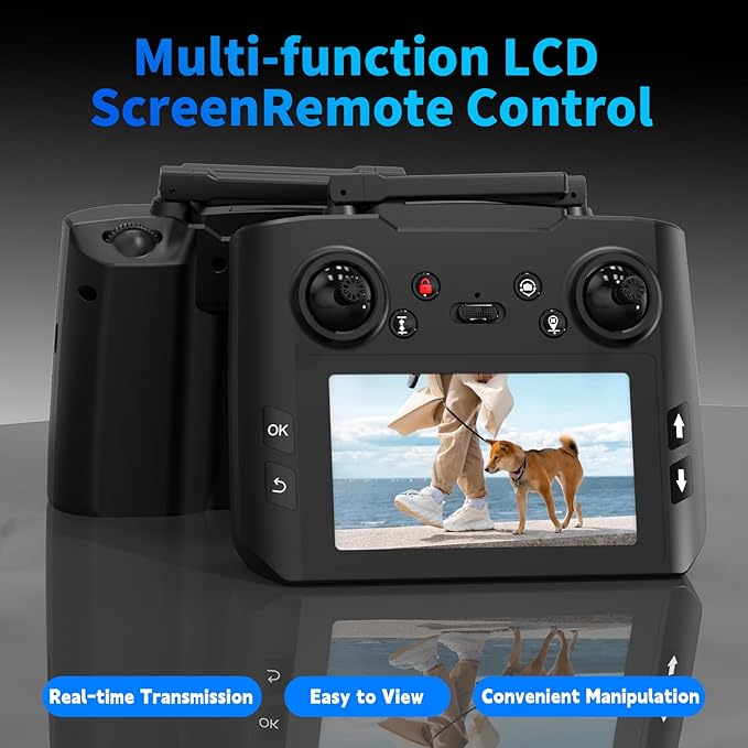 TL16LCD GPS 4K Drone with Camera Brushless Motor Auto Return SD Card Support RC Quadcopter Headless Mode Adjustable Speed Rechargeable Remote Controller