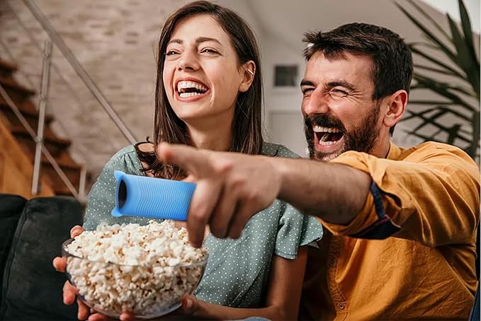 2 Packs Protective Remote Cover Case, Silicone Sleeve Remote Control Cover Glow in The Dark with Lanyard(Glow Purple & Glow Blue)