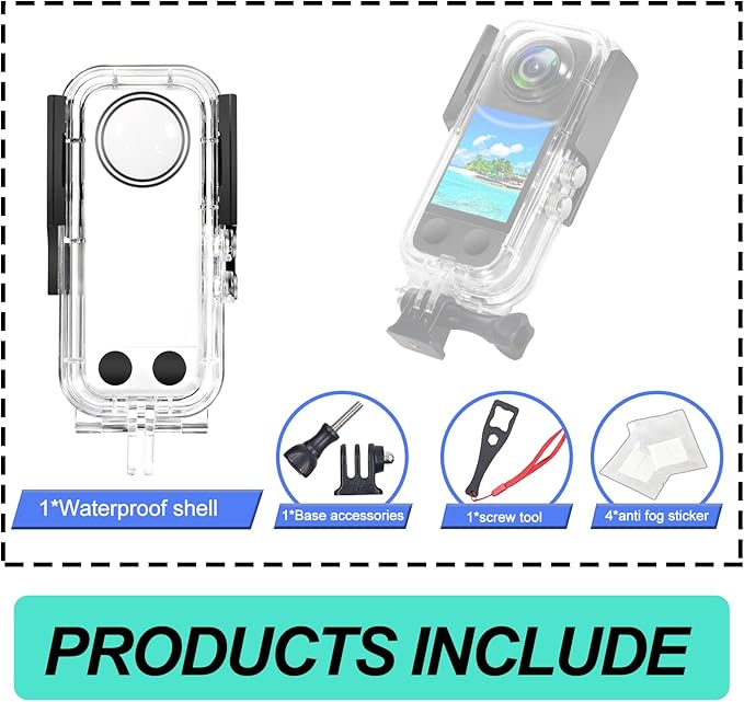 Waterproof Case for Insta 360 one X3 Action Camera, Underwater Diving Protective Housing 40M with Bracket Accessories