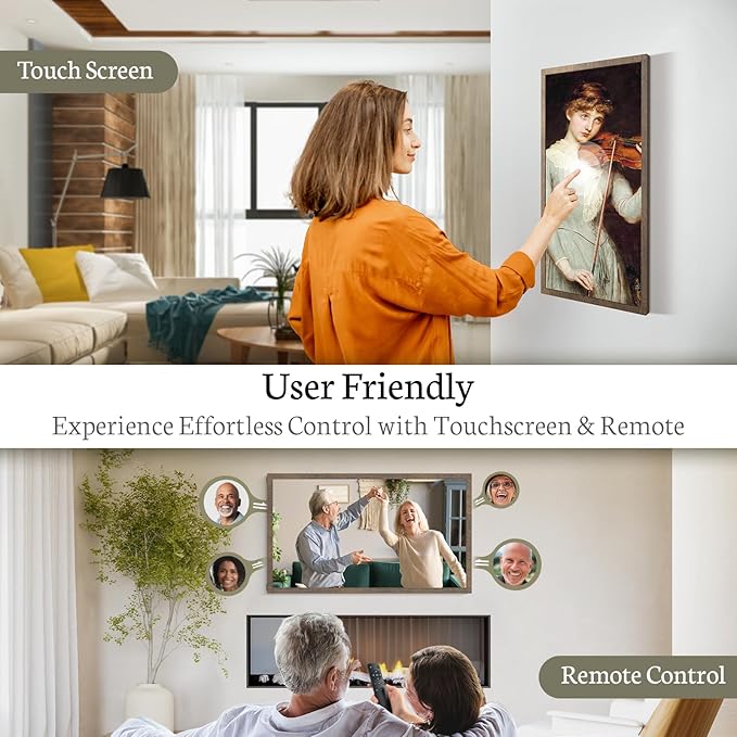 BSIMB Large Digital Picture Frame 21.5 Inch, Touchscreen 1920x1080 FHD WiFi Digital Photo Frame Electronic 32GB Remote Control, Share Pictures/Videos via App/USB/SD Easy Setup Gifts for Mom, Dark Wood