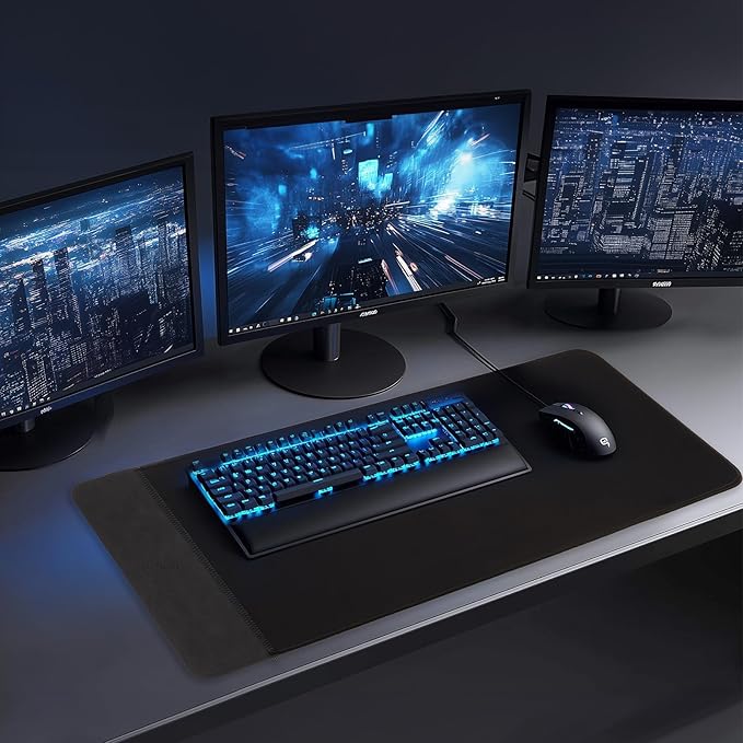 15W Large Gaming Mouse Pad with Superior Micro-Weave Cloth, Extended Desk Mousepad with Stitched Edges, Non-Slip Base, Water Resist Keyboard Pad for Gamer, Office & Home, 30 x 12 in, Black