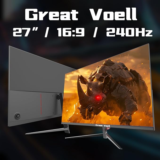 27 Inch Farmless Gaming Monitor, 240Hz 1ms FHD 1080P, 1500R VA Panel, FreeSync, 2X HDMI 1.4 & 2X DP 1.2, 100% sRGB, 90% DCI-P3, Frameless Design, VESA Mount, Metal Stand – Black