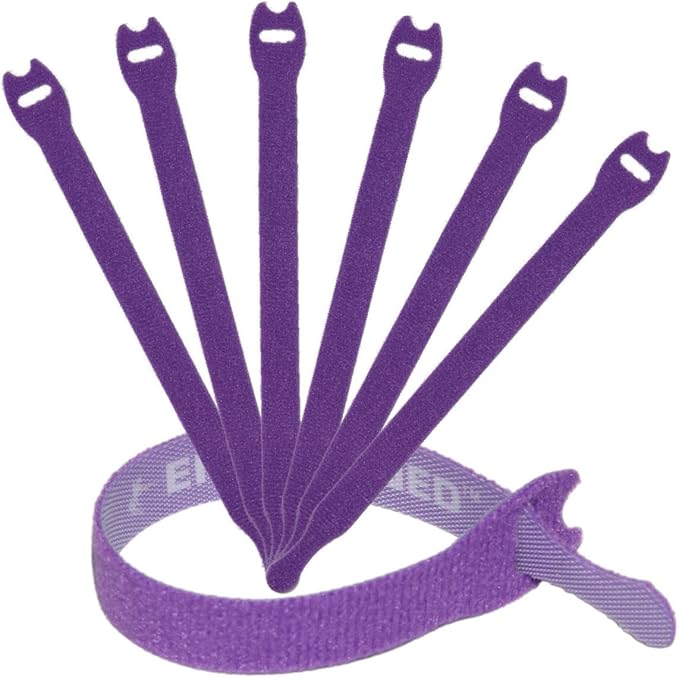 Reusable Cable Ties 1/2" x 8" for Cable Management and Organizing Cords - 30 Pack Bundled with 2 Bonus Cinch Straps (Purple)