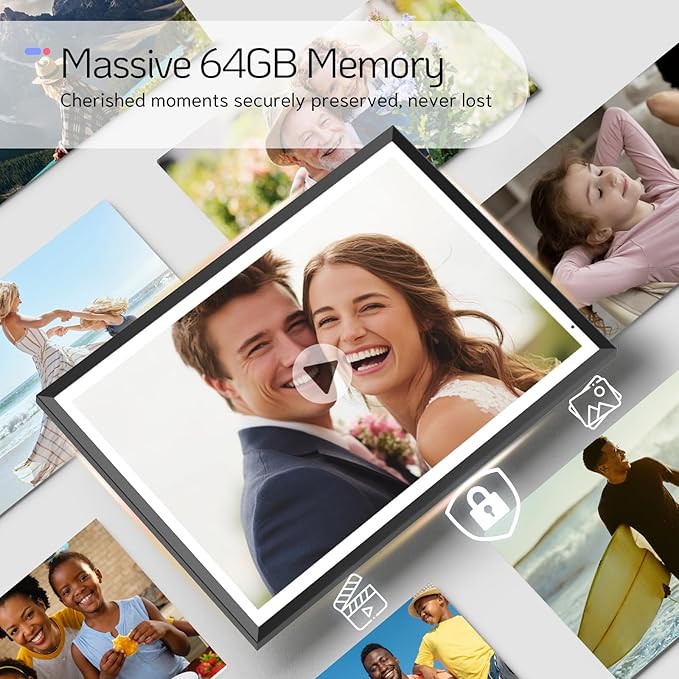 NexFoto 13.5 Inch Touchscreen Digital Picture Frame, 3K Resolution Digital Photo Frame 64GB WiFi, Unboxing Gift Mode, Add Photos from Google Photos, Share Videos, for Friends, Mom, Black