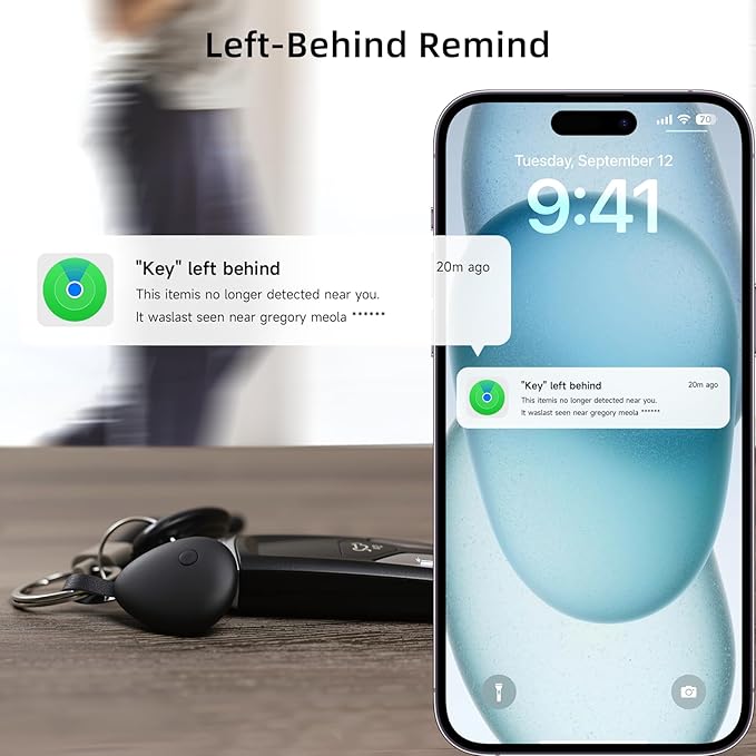 [Apple MFi Certified] Air Tracker Tag 1 Pack (iOS Only), Bluetooth Tracker for Apple Find My, Replaceable Battery, Key Finder and Item Locator Smart Tag for Keys, Bags, Luggage, Pets, Wallet (Black)