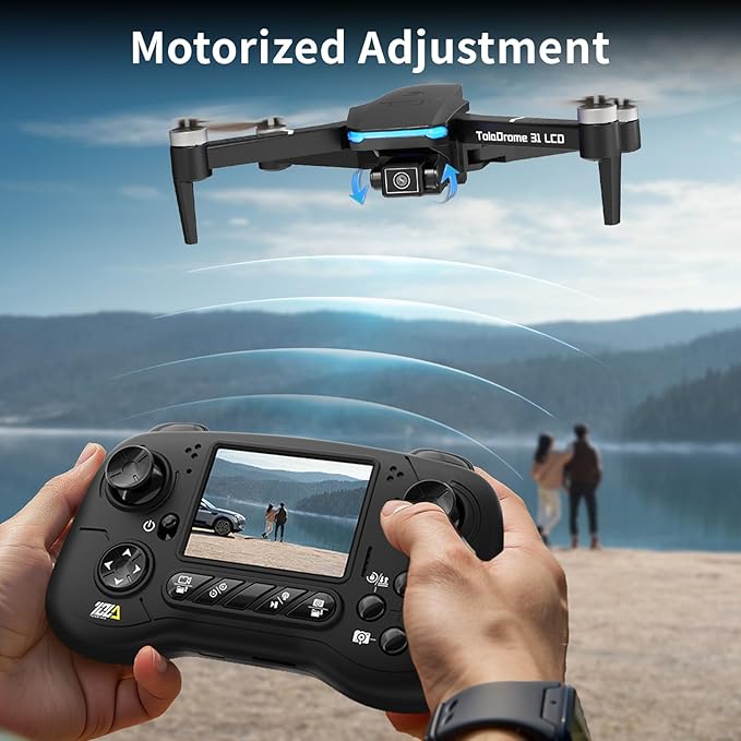TD31LCD RC Drone with LCD Screen, Foldable Drone for Beginners Digital Image Real-time Transmission, Fine Tuning Function Brushless Motor Drones for Adults