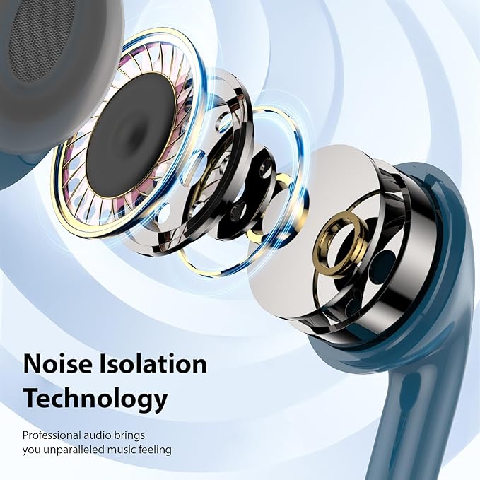 USB C Earbuds USB Type-C Headphones for iPad 10th Generation iPhone 17 16 Pro 15 Plus Galaxy S21 Wired Headphone Earphones with Microphone Volume Control Noise Isolating HiFi Stereo Headset Lake Blue