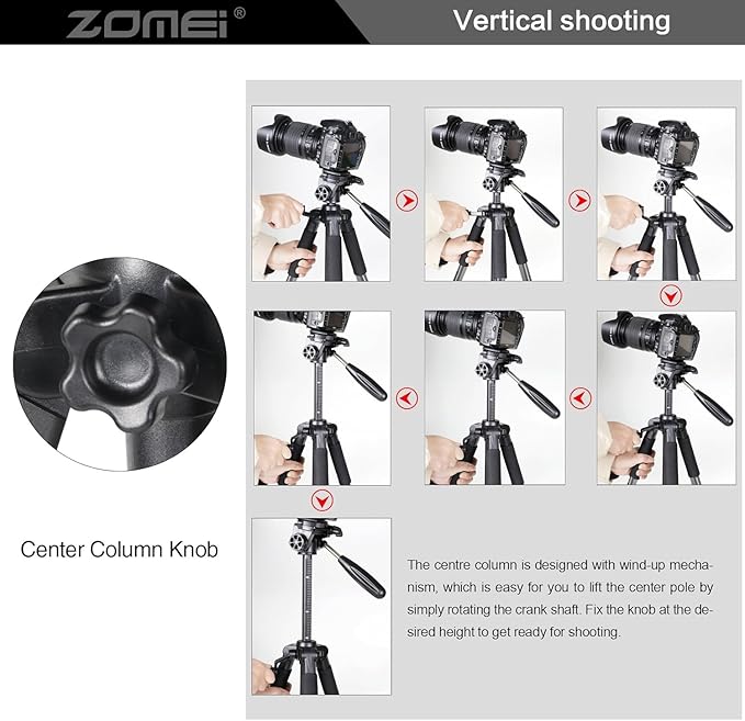 Camera Tripod, ZOMEI Q111 55-inch Smartphone Tripod Flexible Aluminum Travel Tripod with 3-Way Pan Head and Phone Holder, for Photography YouTube Smartphones Cameras and LED Ring Light (Silver)