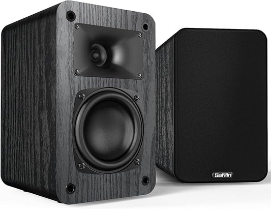 Saiyin Passive Bookshelf Speakers, 2-Way Passive Speakers, 3.5" Woofer & Silk Horn Tweeter, 60Hz Bass for Home/Office/Theater Pair (Needs Amplifier or Receiver to Operate)