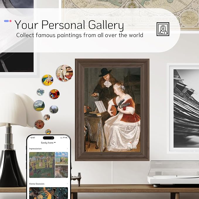 NexFoto 13.5 Inch Touchscreen Digital Picture Frame 3K Resolution, WiFi Digital Photo Frame 64GB, Add Photos from Google Photos, Easy to Share Photos/Videos via App/USB/Micro SD, Gifts for Mom, Walnut