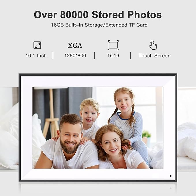 10.1" Digital-Picture-Frame Smart Digital Photo-Frame - 16GB Digital Frame, IPS Touch Screen, Auto-Rotate, Slideshow, Load Photo Video from Phone via APP Email, Free Cloud Storage, Gift for Family