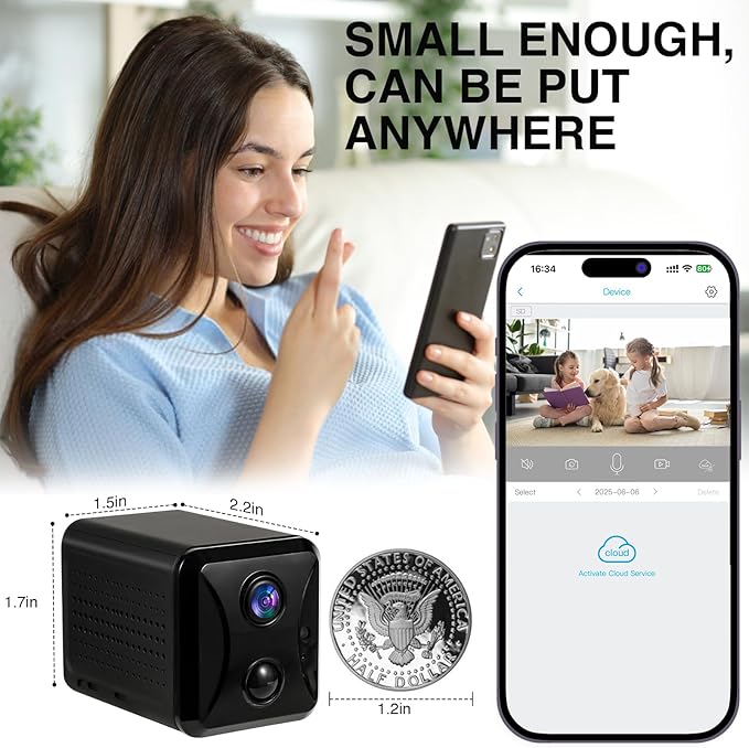 2025 Upgraded Hidden Camera Spy Camera,4K HD Mini Nanny Cam for Home/Office with Night Vision, App Control WiFi Indoor Security Camera, Motion Detection,Wireless Remote Viewing Cam