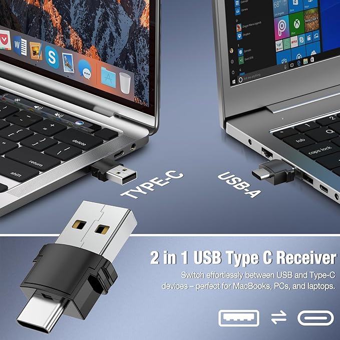 All-in-One Wireless Presentation Clicker with Red Light & Volume Remote Control- USB&Type-C PPT Remote Compatible with Mac/Windows/Laptop/Computer - Ideal for Powerpoint, Business, Classroom