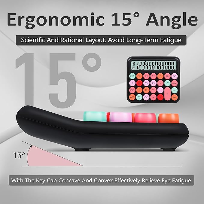 VEWINGL Mechanical Switch Calculator, 12 Digit Large LCD Display and Buttons, Great for Everyday Life and Basic Office Work, with Battery