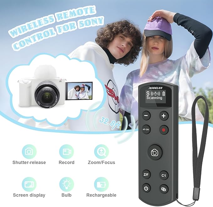 for Sony Vlog Shooting Grip Tripod with OLED Screen & Rechargeable Wireless Camera Remote - Zoom/Focus Control for ZV-1, ZV-E10,ZV-1F, A6100, A6400, A6700,A7IV,RX100 VII,A9,A9 II,FX3 (Black)