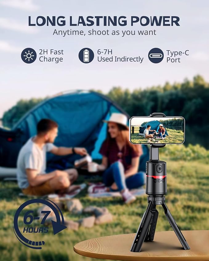 UBeesize Auto Face Tracking Tripod with Adjustable Desk Tripod, 360° Rotating vlogging kit for iPhone with Remote & Gesture Control, Rechargeable Selfie Fill Light, No App Required