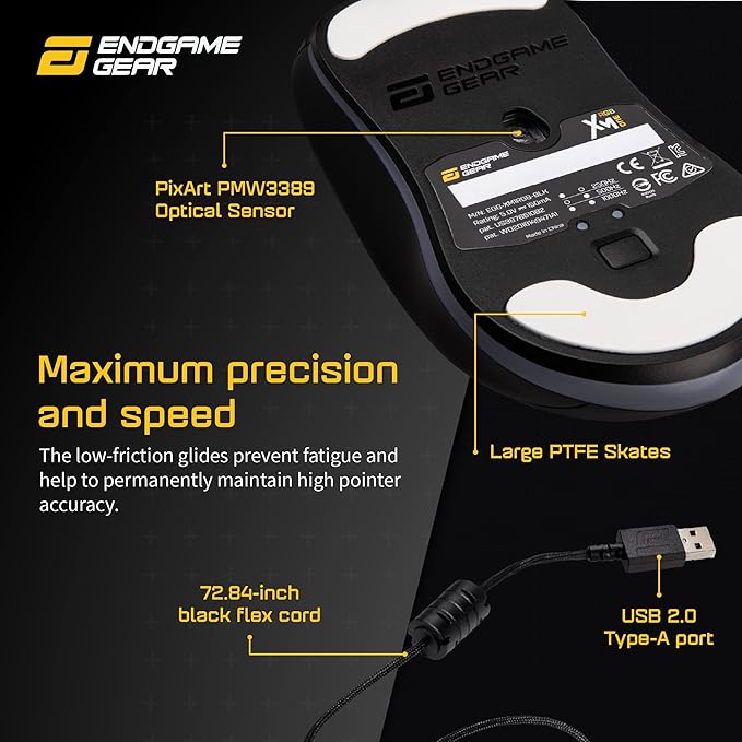 ENDGAME GEAR XM1 RGB Gaming Mouse, Programmable Mouse with 6 Buttons and 16,000 DPI, Black