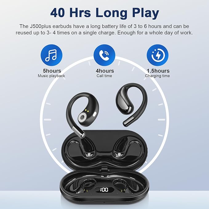 AI Translation Earbuds Real Time, 3-in-1 Translator Earbuds 164 Languages & Accents, Audifonos Traductores Inglés Español,Open Ear Wireless Headphones with Charging Case fit iOS & Android，Black