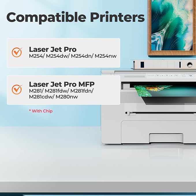 202A Toner Cartridge MFP M281fdw M281cdw CF500A 202X High Yield Compatible for HP 202A Toner Cartridge with Chip for Laser Jet Pro MFP M281fdw M281cdw M281 Laser Jet Pro M254dw M254 MFP M280nw HP202X