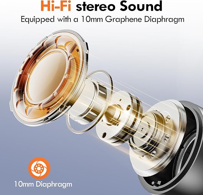 Lanteso True Wireless Bluetooth 5.3 Earbuds, 48H Playtime,Light Weight Headphones in Ear Buds Built in Mic Headset Premium Sound with Deep Bass,Clear Calls Earphones for Sports Workout Black