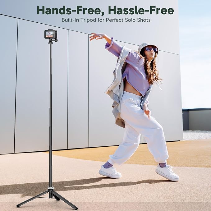 AKASO 160cm Selfie Stick Extendable Tripod Stand for GoPro Hero 13/12/11/10/9/Max, DJI Osmo Action 5/4/3, AKASO EK7000/Brave 4/Brave 7 LE Action Cameras and Other ODDV, ICEFOX Action Cameras