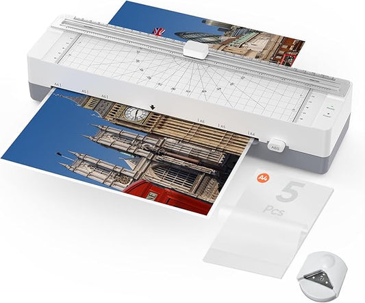 9-Inch Thermal Laminator Machine with Built-in Paper Trimmer & Corner Rounder, Fast 4-Min Warm-Up, Jam-Free System, Ideal for Home, Office & School