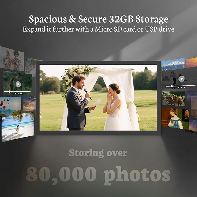 BSIMB Large Digital Picture Frame 24 Inch, 1920x1080 FHD WiFi Digital Photo Frame Electronic 32GB Display, Wall Mount Included, Share Pictures/Videos via App Easy Setup Gifts for Mom(Non-Touch), Black