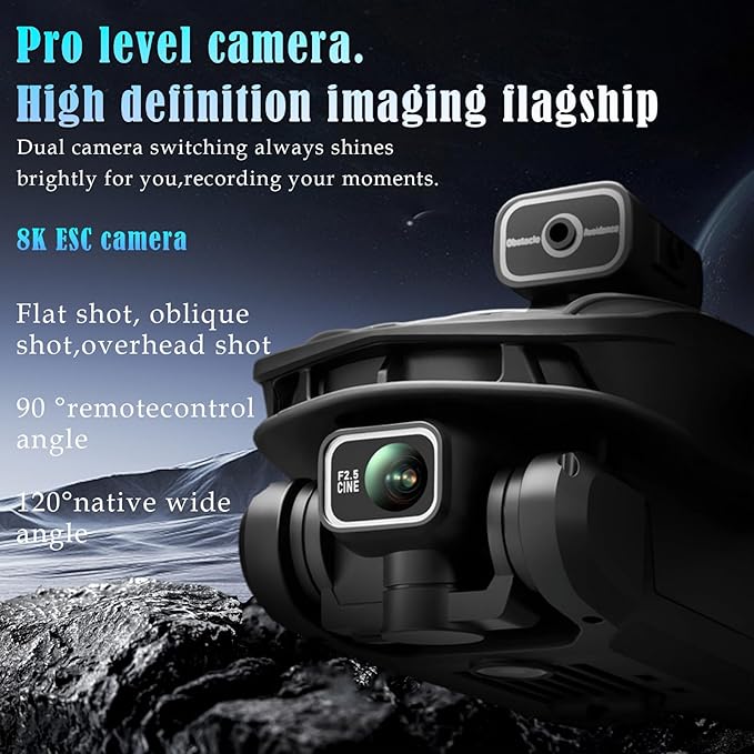drones with camera for adults 4K 30FPS HD Video, 4.5" LCD FPV GPS Drone, 60-Min Flight Time (2 Batteries), 10,000ft Transmission, Auto Return, Foldable & Lightweight, Professional/Beginner Friendly(Black-2 Batteries)