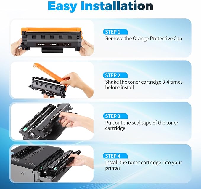 Compatible TN830XL TN830 Toner Cartridges Replacement for Brother TN830XL TN830 XL Toner use with HL-L2460DW DCP-L2640DW HL-L2405W HL-L2400D HL-L2480DW MFC-L2820DW Printer (2 Black)