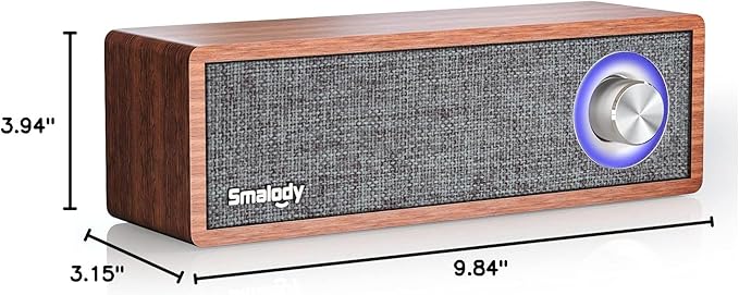 Smalody Wood Retro Bluetooth Speaker, Portable Mini Wireless Bluetooth Speakers, Vintage Wooden Speaker for Room Decoration, Perfect for Cafes, Restaurants, Vintage Coth Stores, Bedroom etc