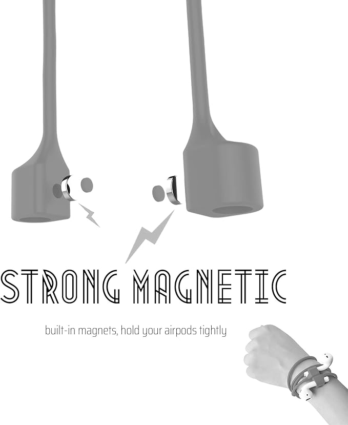 Ultra Strong Magnetic Airpod Pro Strap Anti-Lost Cord Sports Lanyard Compatible with Airpods 3rd 2nd Generation Pro 3 2 1 (Grey)