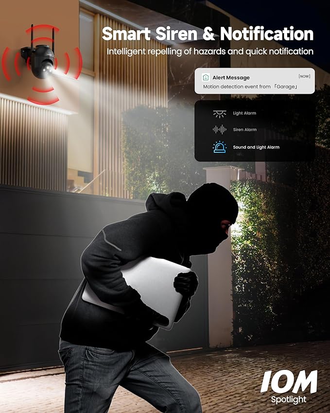 3MP Security Camera Outdoor Wired: Camera for Home Security Outdoor 2.4G/5G WiFi Homekit Dome Surveillance Video Cam Outside 360° PTZ Auto Tracking Color Night Vision 24/7 Recording Motion Detection