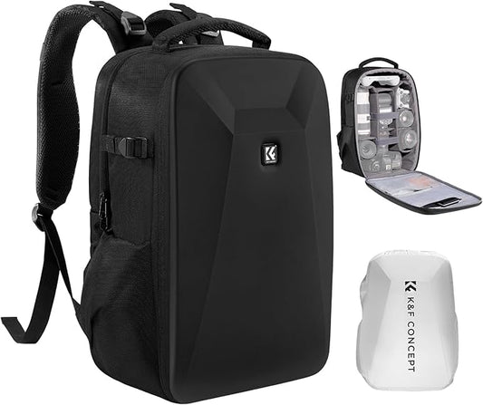 K&F Concept Camera Backpack,Hardshell Photography DSLR Camera Bag with 15-15.6 Inch Laptop Compartment Waterproof Hard Shell Camera Case Compatible with Canon/Nikon/Sony/DJI Mavic Drone